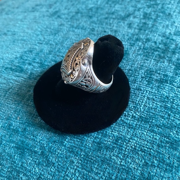 Ornate Sterling & 18k Filigree Ring - Picture 3 of 4